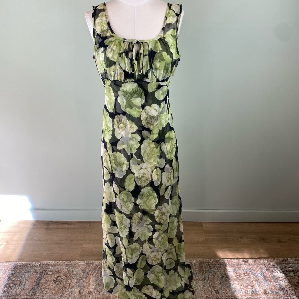 Vintage Rampage Y2K Floral Chiffon babydoll gown size 13 fairycore wedding guest